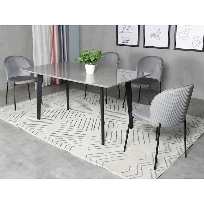 Dining Chair with Fabric Seat and Black Metal legs
