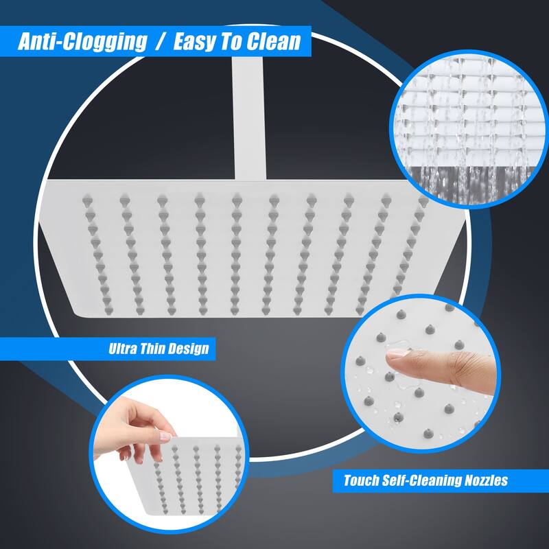 10" Square High Pressure Rain Shower Head,304 Stainless Steel Rain Shower Head