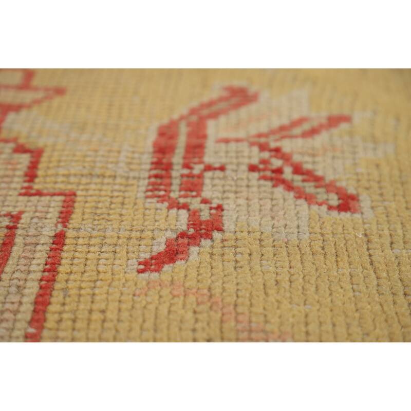 Pre-1900 Antique Vegetable Dye Oushak Turkish Handmade Wool Carpet - 6'9" x 9'6"