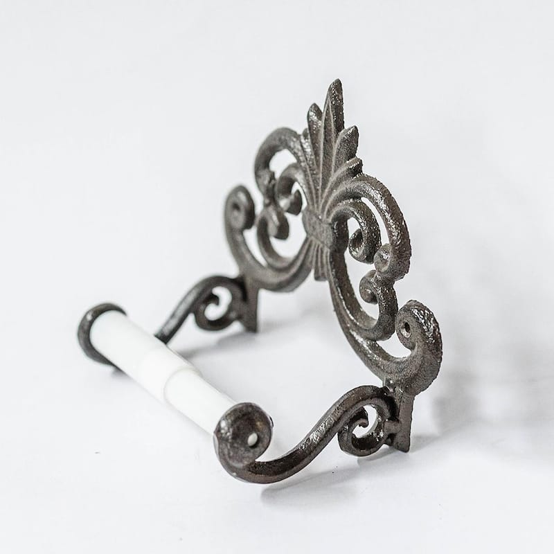 Scrolled Cast Iron Toilet Paper Holder - Brown