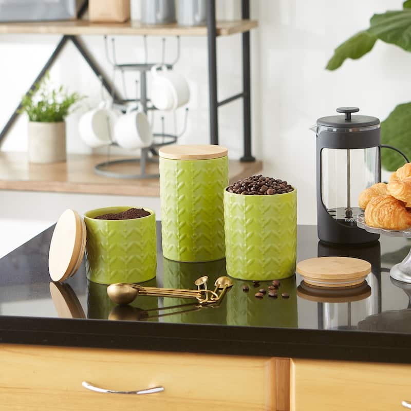 Retro Vine Texture Ceramic Canister (Set of 3)