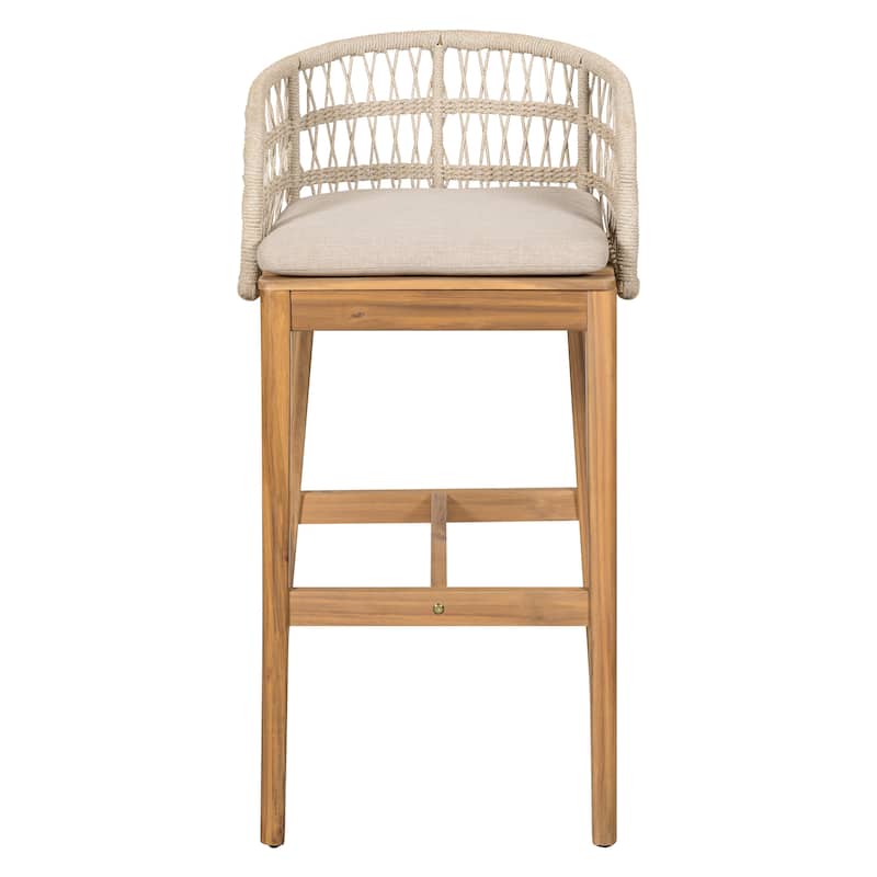 Christopher Knight Home - Falkner Acacia Wood Rope Patio Barstool(Set of 2)