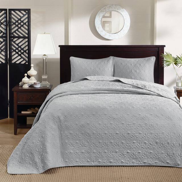 Madison Park Mansfield Reversible Bedspread Set - Grey - King