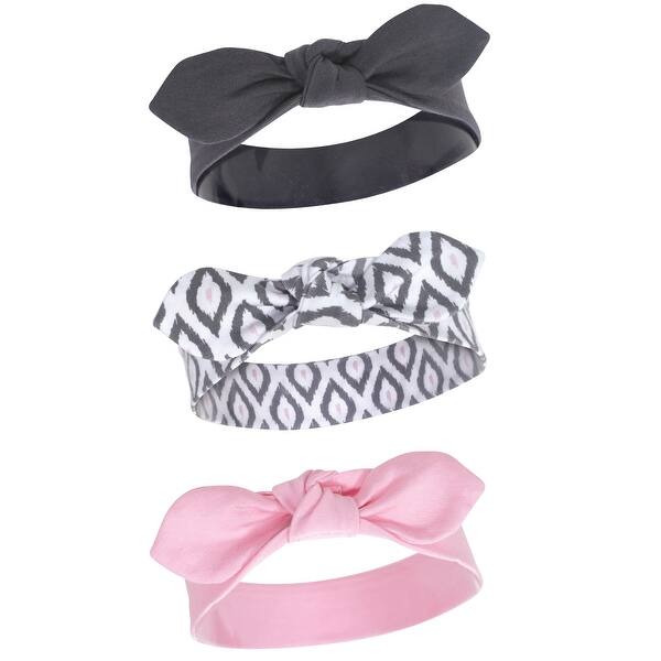 slide 1 of 1, Yoga Sprout Baby Girl Cotton Headbands 3pk, Diamond Ikat, 0-24 Months - Diamond Ikat Diamond Ikat - 0-24 Months