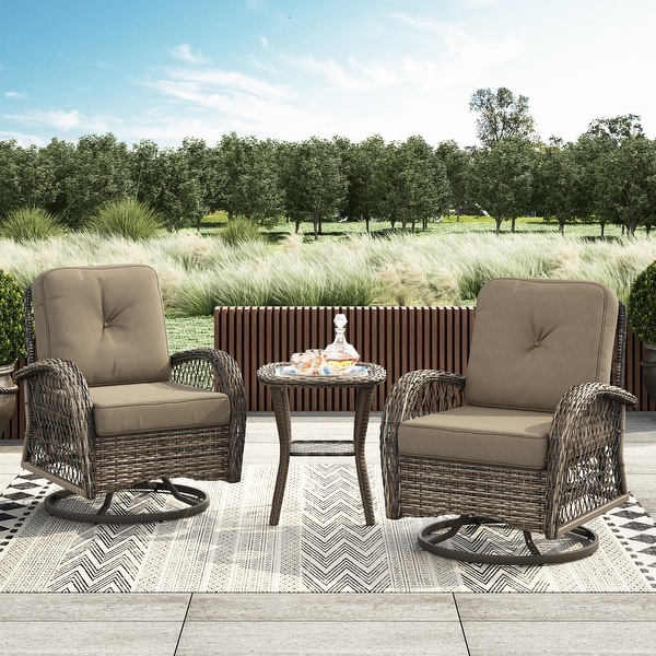 Corvus Livorno Outdoor 3-piece Wicker Chat Set with Swivel Chairs. Opens flyout.