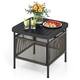 Gymax Outdoor PE Rattan Side Table w/ 1.57'' Umbrella Hole Square - Black