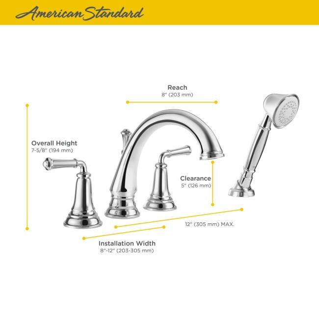 American Standard Delancey Deck Mounted Roman Tub Filler with Built-In