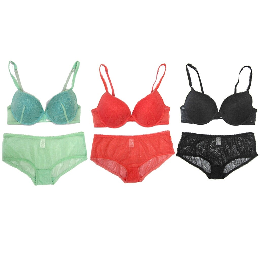 floral lace bra and panty set