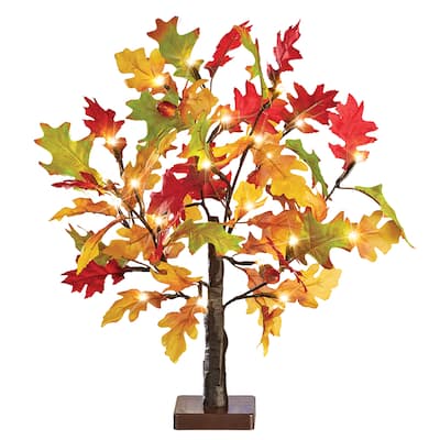 LED Lighted Artificial Tabletop Autumn Maple Tree - 19.380 x 4.500 x 4.500