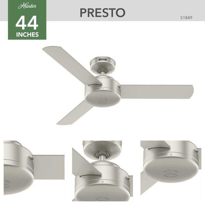 Hunter 52" and 44" Presto Ceiling Fan w/ Wall Control - Contemporary, Industrial, Scandinavian