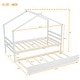 preview thumbnail 12 of 10, White Twin Size Pine Wood House-shaped Bed with Trundle