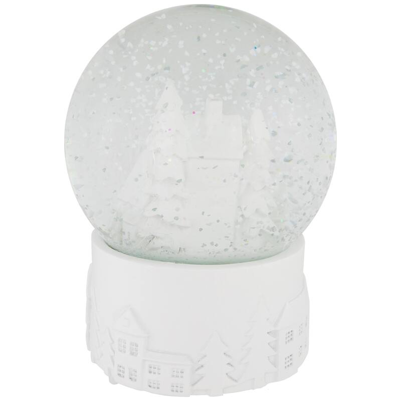 Musical Church Village Christmas Snow Globe - 5.5" - White