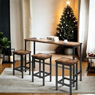 4-Piece Counter Height Table Set,Extra Long Dining Table Set with 3 ...