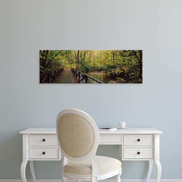 Easy Art Prints Panoramic Images's 'Footbridge Over Pond, Cucumber Run, Ohiopyle State Park, Pennsylvania' Canvas Art