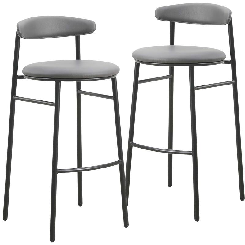 Upholstered Leather Bar Stool Accent Kitchen Chair Lume Collection Set of 2