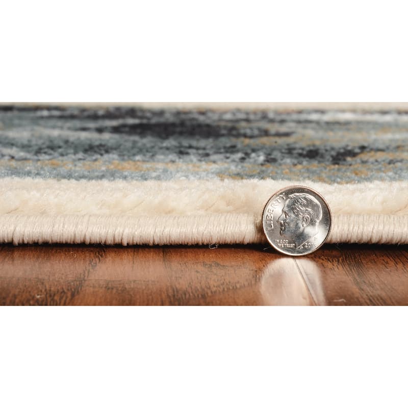 The Gray Barn Yoho Ivory and Blue Tribal Area Rug