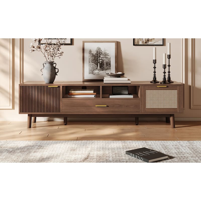 Wood TV Stand TV Cabinet with Soft-Closing Door and Cabinet