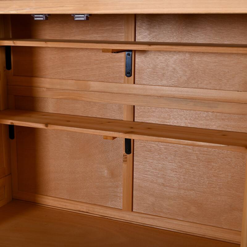 72" Large Patio Garden Shed with Waterproof Roof, Outdoor Storage Cabinet with Workstation & Hooks