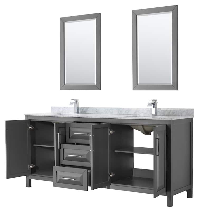 Daria 80-inch Double Vanity, Marble Top, 24-inch Mirrors