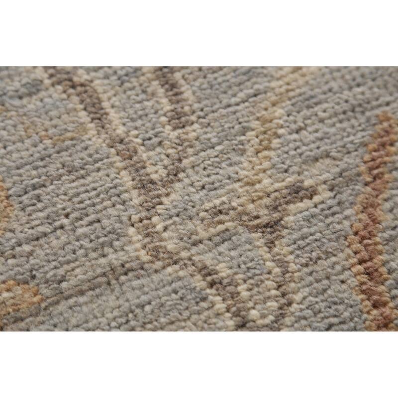 Hand Knotted Oriental 100% Wool Carpet Transitional All-Over Greys & Charcoal Oushak Area Rug - 9' 10'' X 8' 0''