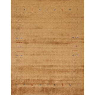 Gabbeh Gold Rugs Gold Gabbeh Indian Area Rug Handmade Wool Carpet - 8'1
