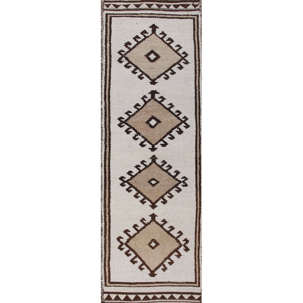 Beige Anatolian Turkish Runner Rug Handmade Wool Carpet - 3'1"x 11'2"