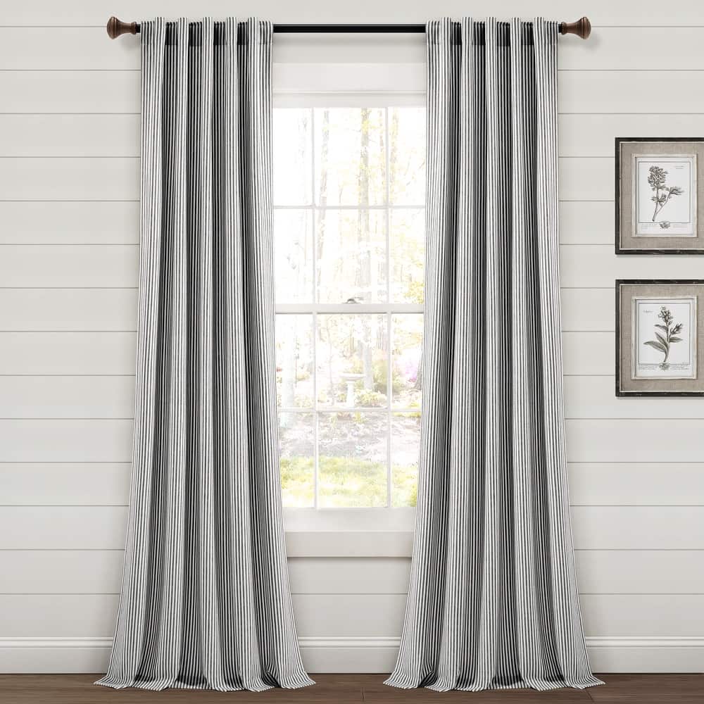 Lush Decor Farmhouse Vintage Stripe Yarn Dyed Cotton Back Tab/Rod Pocket Window Curtain Panels