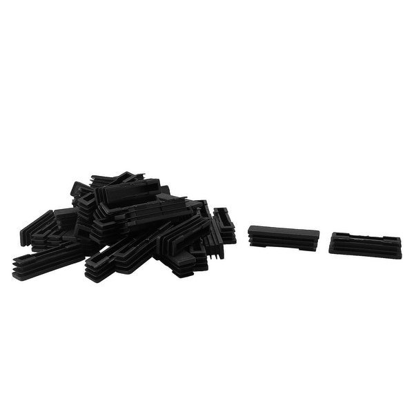 40pcs Plastic Rectangle 15 x 60mm Tube Inserts Pipe Tubing End Covers Caps Furniture Glide Floor Protector Black