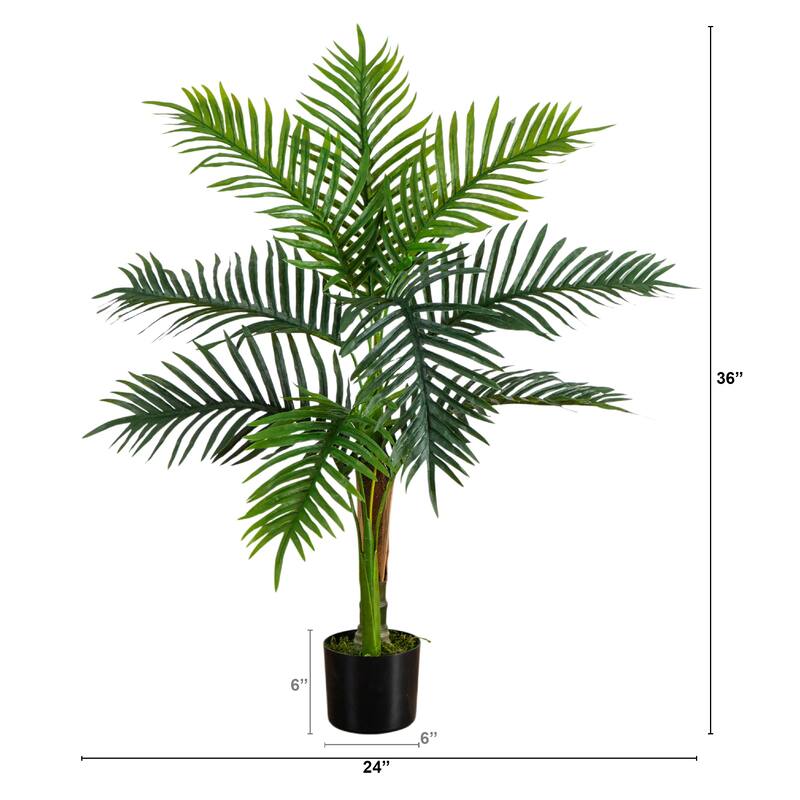 3-ft UV Resistant Artificial Double Robellini Palm Tree - Green