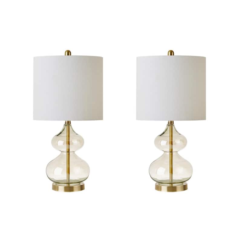 Anmytek Set of 2 Ellipse Curved Glass Modern Table Lamps