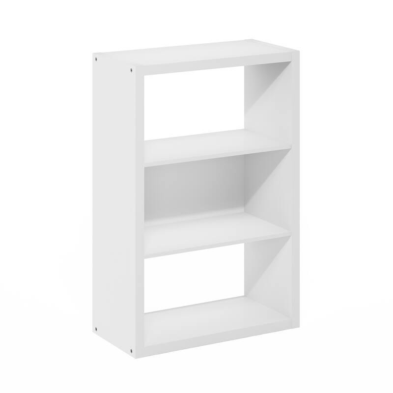 Furinno Viola 3-Tier Open Shelf Bookcase, Bookshelf, Dark Oak - White