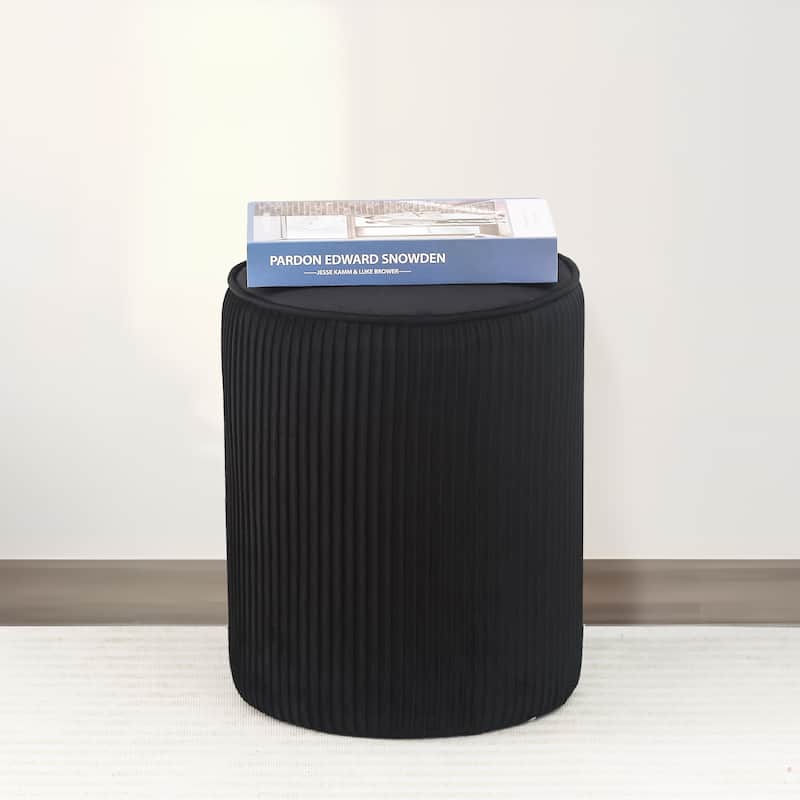 Adeco Foot Rest Ottoman 15.3" Height Velvet Vanity Stool