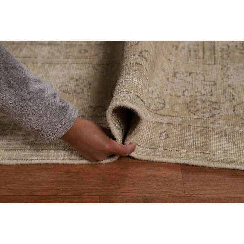 Tabriz Persian Vintage Area Rug Handmade Traditional Beige Wool Carpet - 9'6"x 12'10"