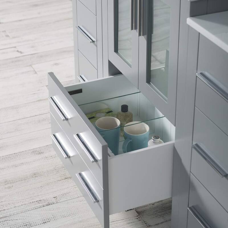 Blossom Sydney 84" Double Sink Vanity w/ 3 side Cabinet & side Mirror
