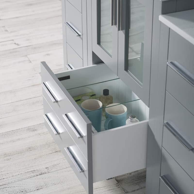 Blossom Sydney 84 Inch Solid Wood Double Sink Vanity with Side Cabinet