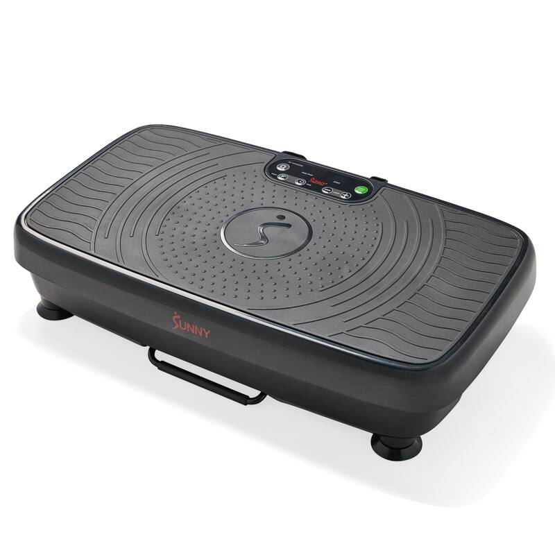 Sunny Health & Fitness Vibration Platform Exercise Machine with Resistant Band - SF-VP822056 - Black - 22.8L x 15.1W x 5.4H