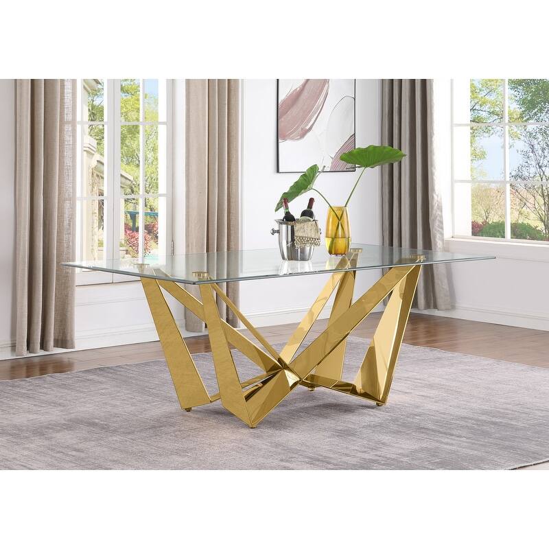 Best Quality Furniture D400/1-SC320-7 Dining Set with 78" 12mm Glass with Bevel