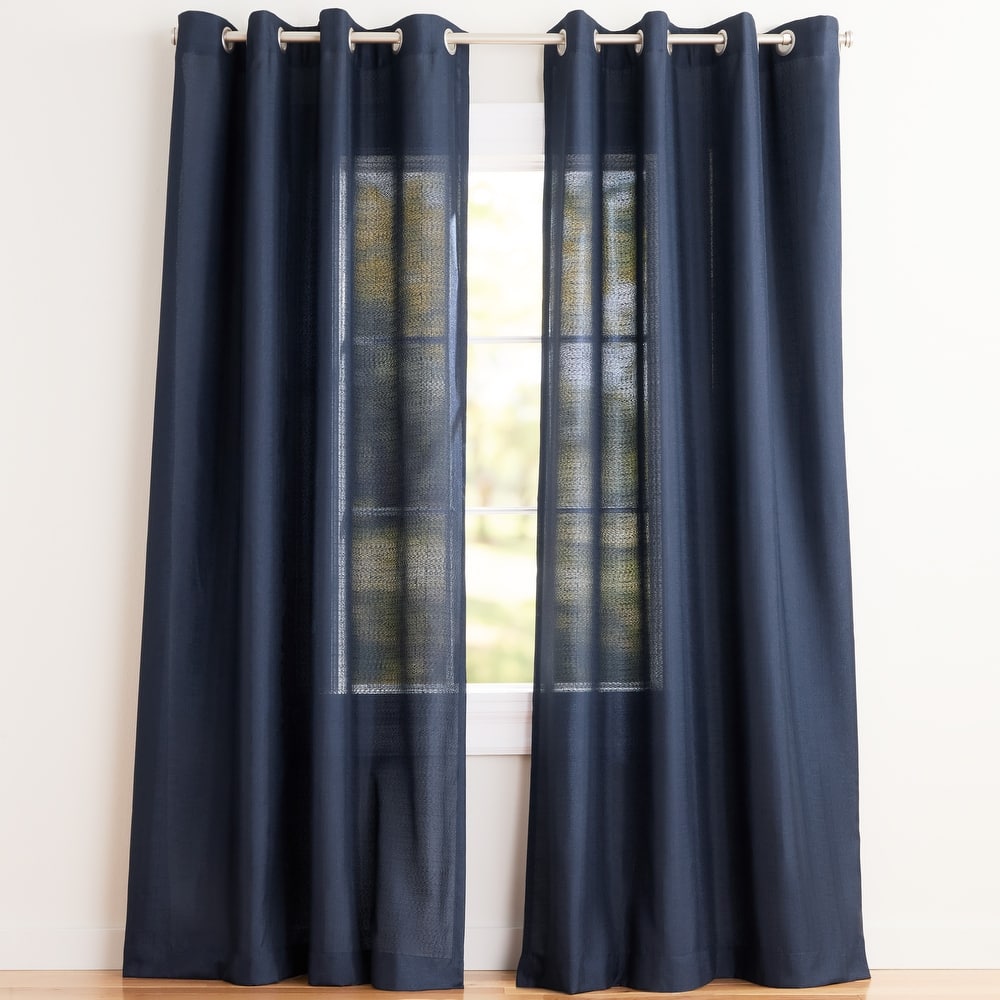 EXCLUSIVE HOME Loha Linen Grommet Top Curtain Panel Pair