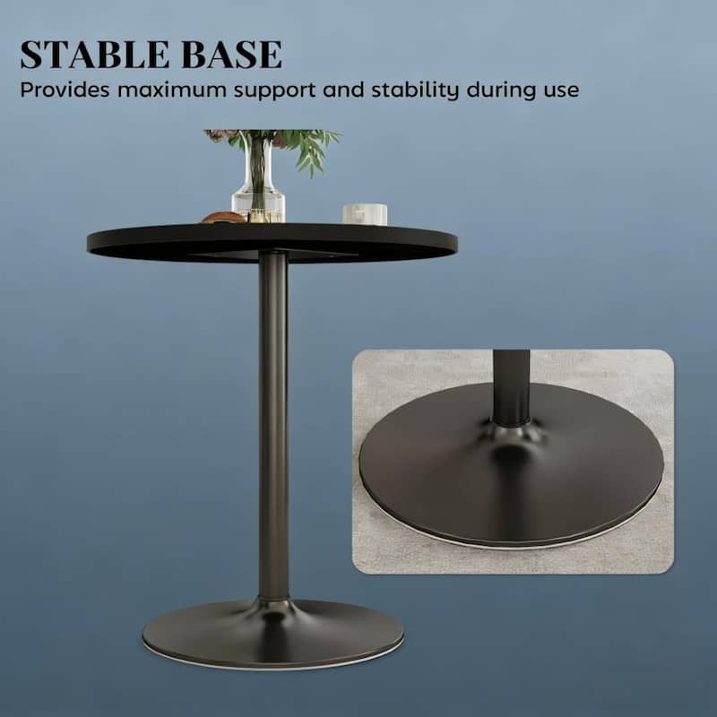 Round Dining Table Work Table with Wood Textured Top, 27.6" Kitchen Table Coffee Table Meeting Table