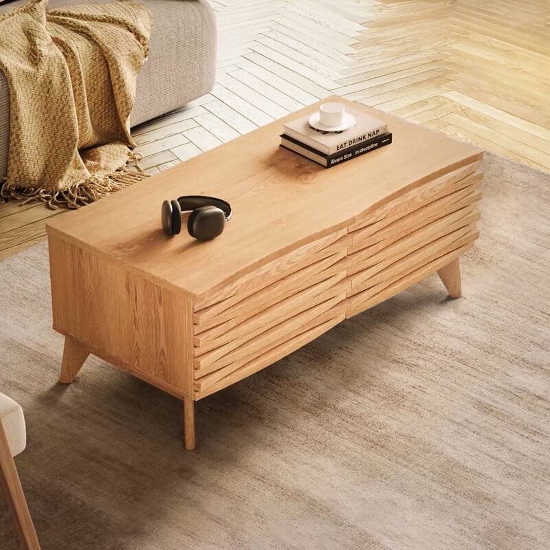 Studio London Zappa 2 Drawer Oak Wooden Coffee Table with Storage