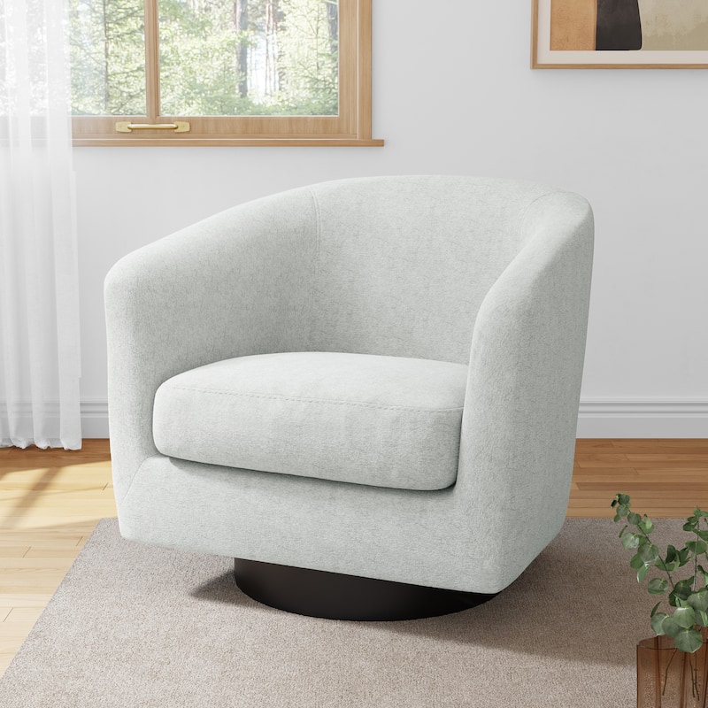 Chenille Swivel Barrel Chairs Upholstered Accent Chairs For Living Room - Beige