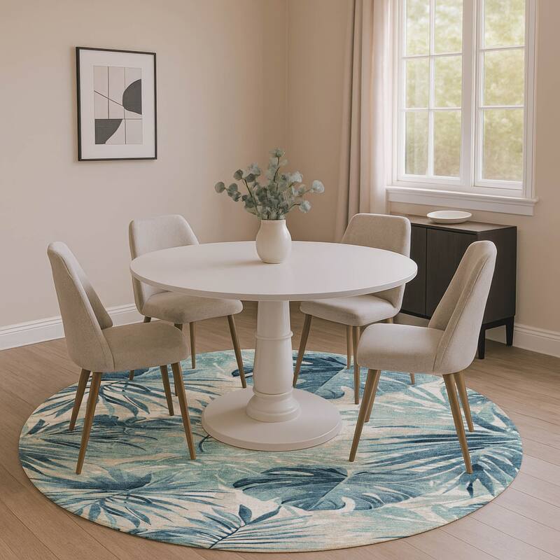 Premium Washable Super Soft Tropical Floral Mayfield Rug - Teal - 8' x 8'