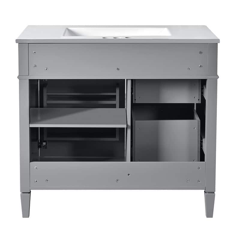 36" Bathroom Vanity with Top Ceramic Sink, 2 Drawers and a Tip-out Drawer