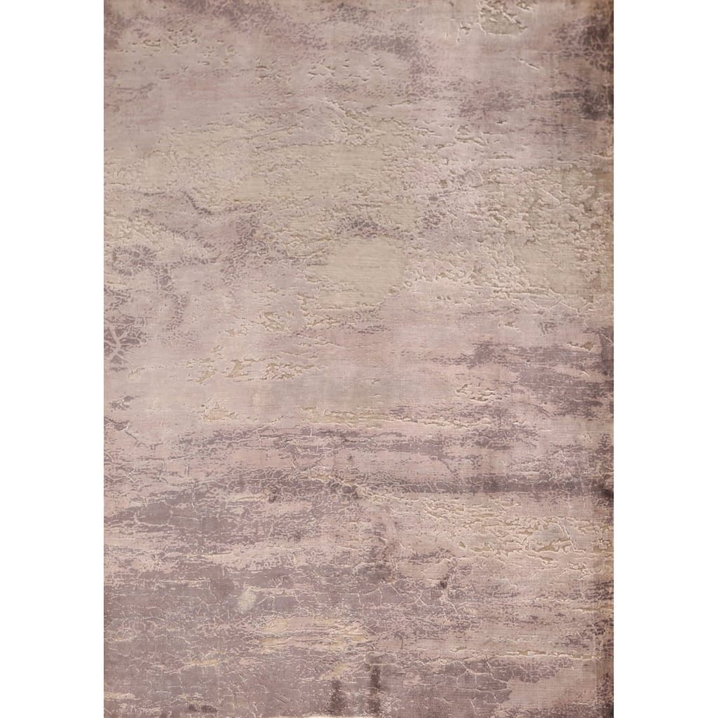 Earth Tone Abstract Modern Area Rug Hand-Knotted Wool Carpet - 5'4" x 7'6"