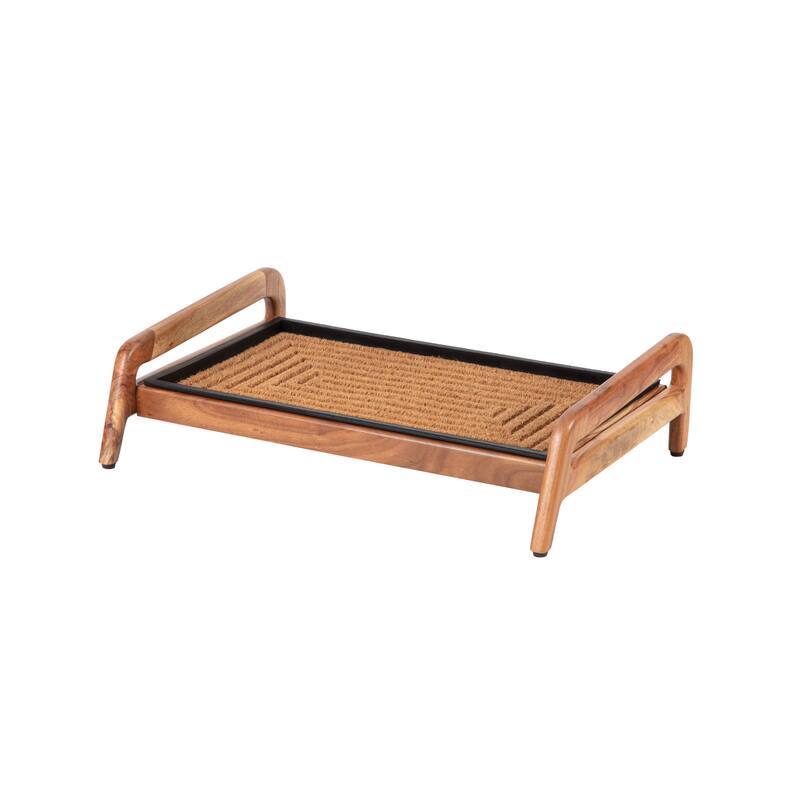 Jani Single-Tier Natural Stand 2-Pair Rubber Boot Tray - Rectangle Ripple