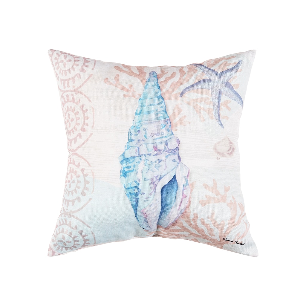 Blue Shell Throw Indoor/Outdoor Coastal Beach Nautical Themed