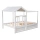 preview thumbnail 4 of 7, Full Size House Bed Modern Wood Canopy Bed with Roof, Window and Large Drawer