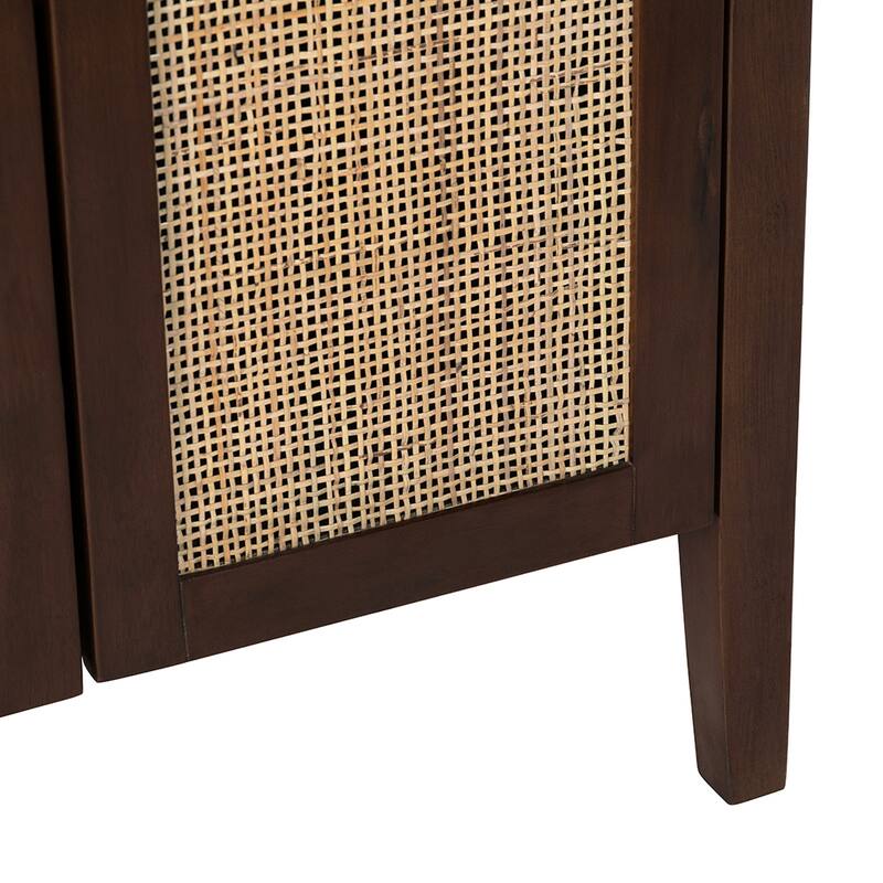 72 in. Brown Solid Wood 6 Door Media Credenza_Sideboard