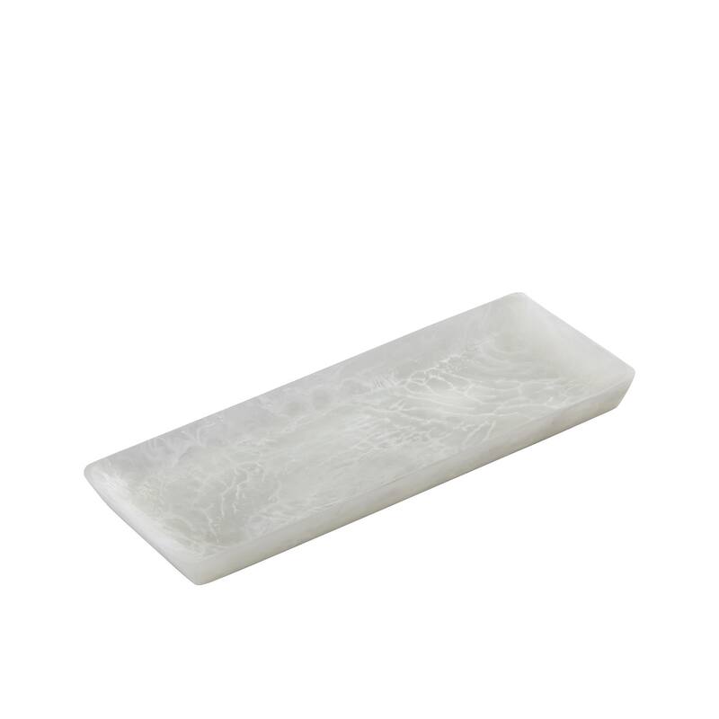 White Resin Rectangle Platter Set of 2