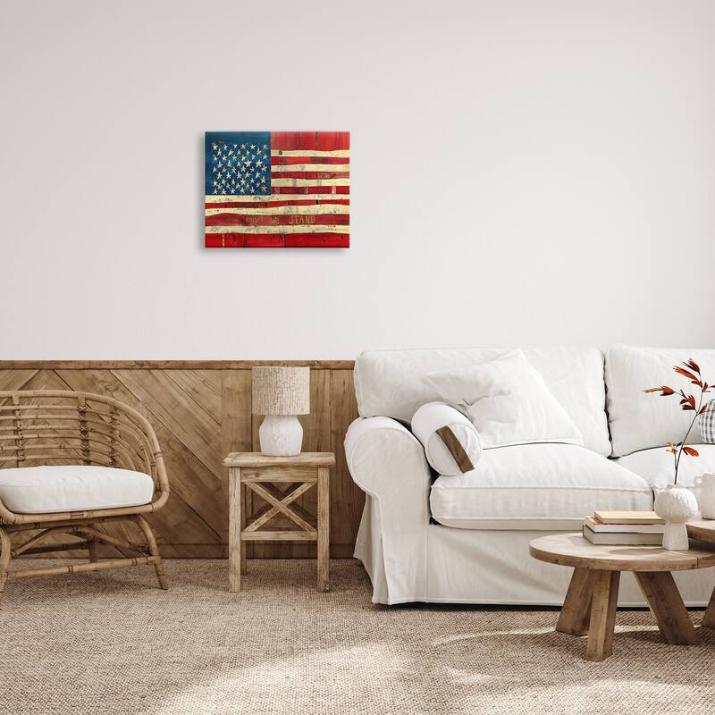 Stupell United We Stand Independence Day Festive American Flag Canvas Wall Art, Design by Stephanie Burgess